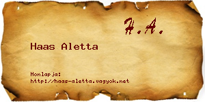 Haas Aletta névjegykártya